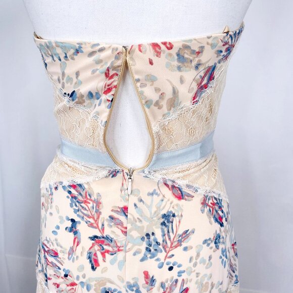 NWT BCBGMAXAZRIA Womens Full Length Strapless Floral Lace Elle Dress 0 - Picture 16 of 16